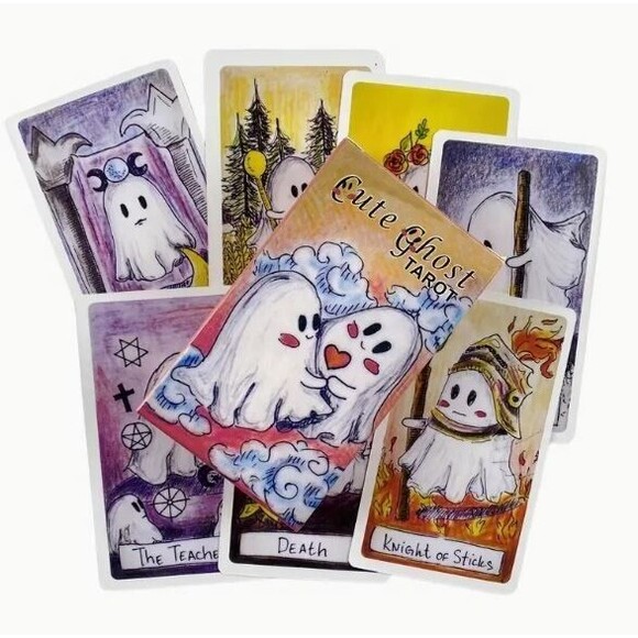 Adorable Ghost Tarot Deck Funny Cute Oracle Cards Halloween Fortune Telling - Picture 3 of 6